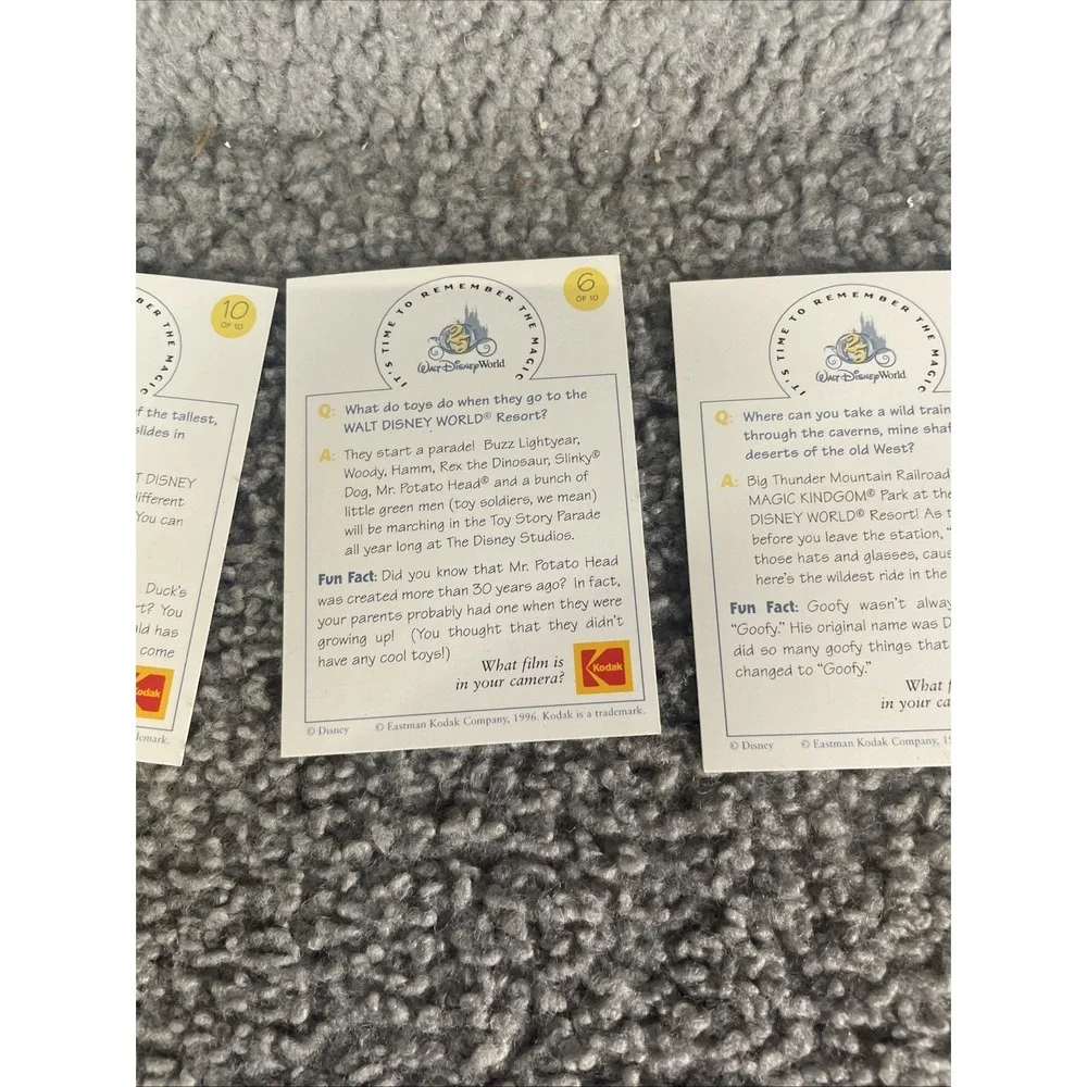 Disney's 25th Anniversary Disney World Promo Card Set of  5    1996 - Kodak